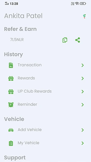 At FuelUp. a Vehicle Manager App, you earn reward points by referring to your friends & family. Just a scan and you are done.